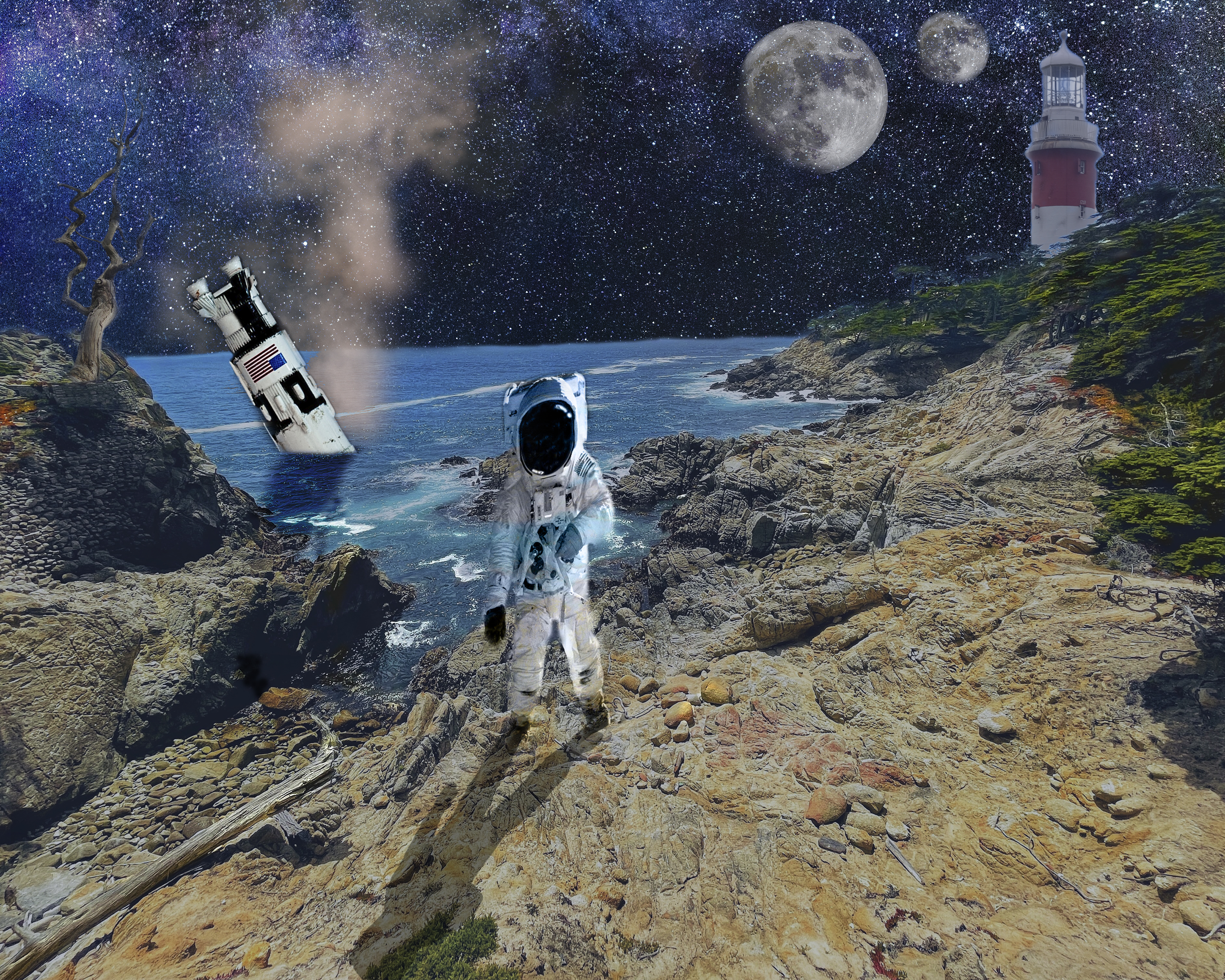 Photo composite of an astronaut on an alternate planet